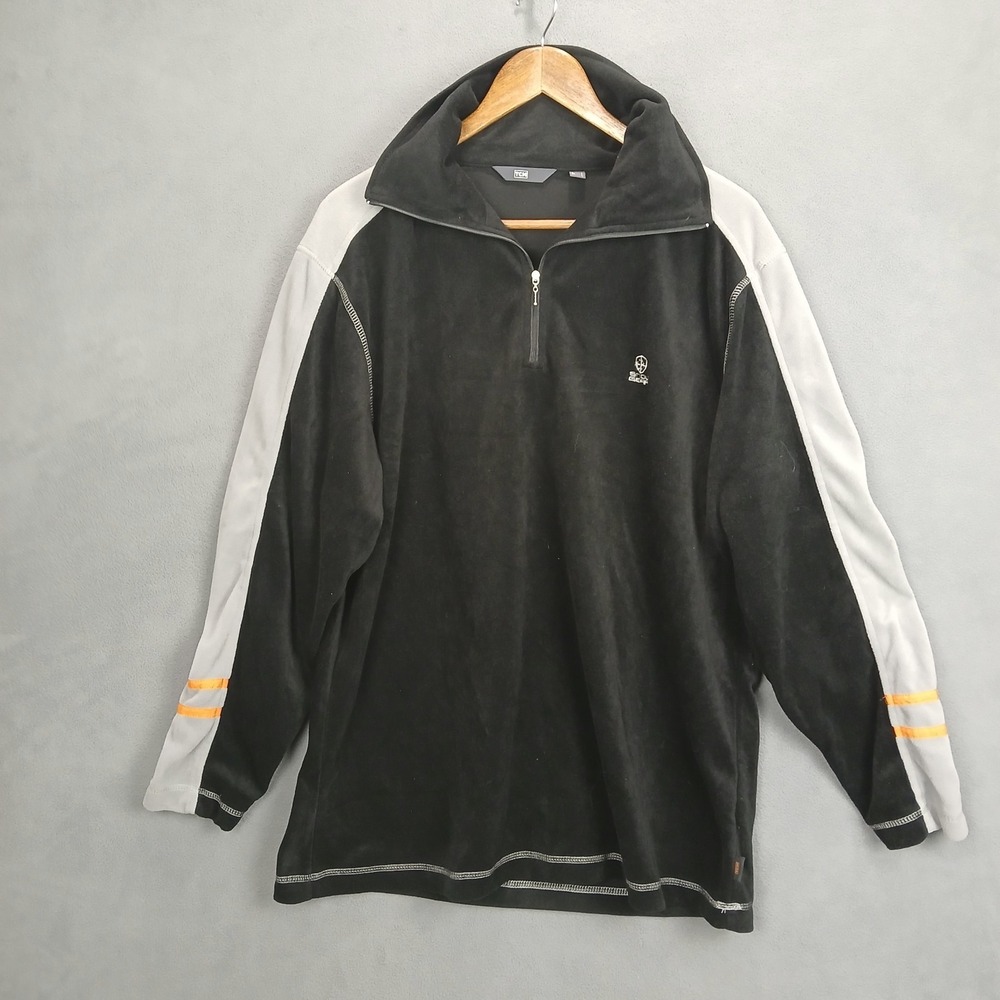 TCM Snow Gear Jacket Men Large Black Gray Embroidered Logo Mock Neck Quarter Zip
